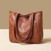 2026 Women's Versatile Soft Leather Tote Bag - Large Capacity, Simple Commuting Shoulder Bag