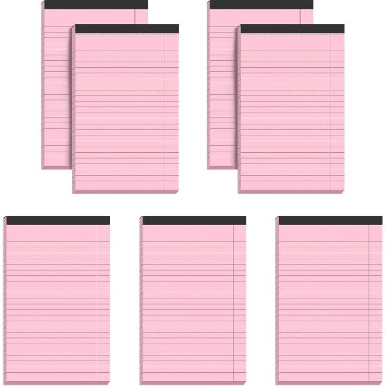 VITEVER Small Note Pads 5x8, [7 Pack] Colorful College Narrow Ruled Legal Pads,Micro Writing Pads Perforated Lined Note Paper for Study, Office,