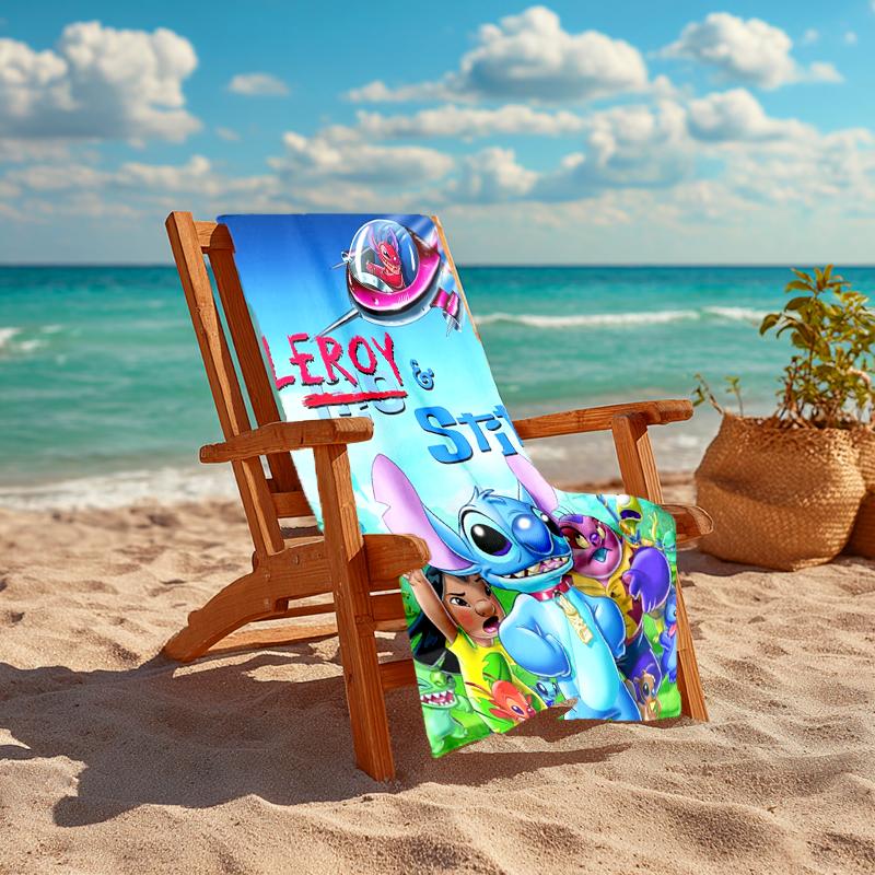 1Pc Leroy Stitch Adventure Beach Towel, Quick Dry, Multi-Use for Beach Pool Gym Yoga Home Travel, Christmas, Halloween, Xmas Gift M928615