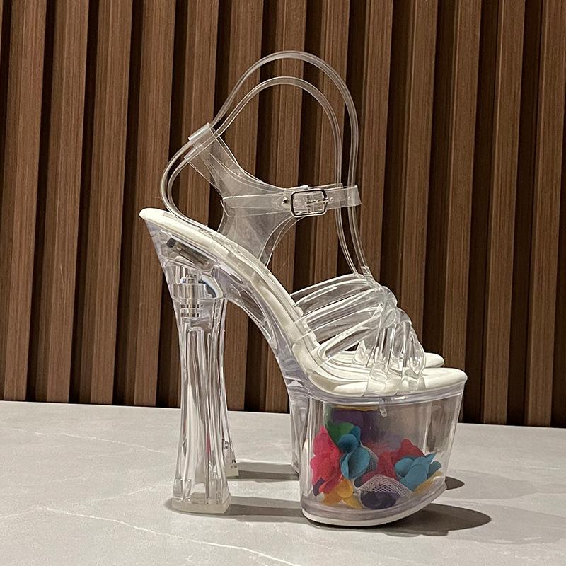 Women's Platform Sandals 18CM Transparent Metal Buckle High Heels Thick Heel Super Waterproof Table Sandals LFD-10367-89