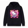 Kids Boys Girls Pullover Hoodie, Cute Cartoon Cat Pink Heart Sparkle Print Casual Long Sleeve Hooded Sweatshirt, Soft Warm Streetwear For T