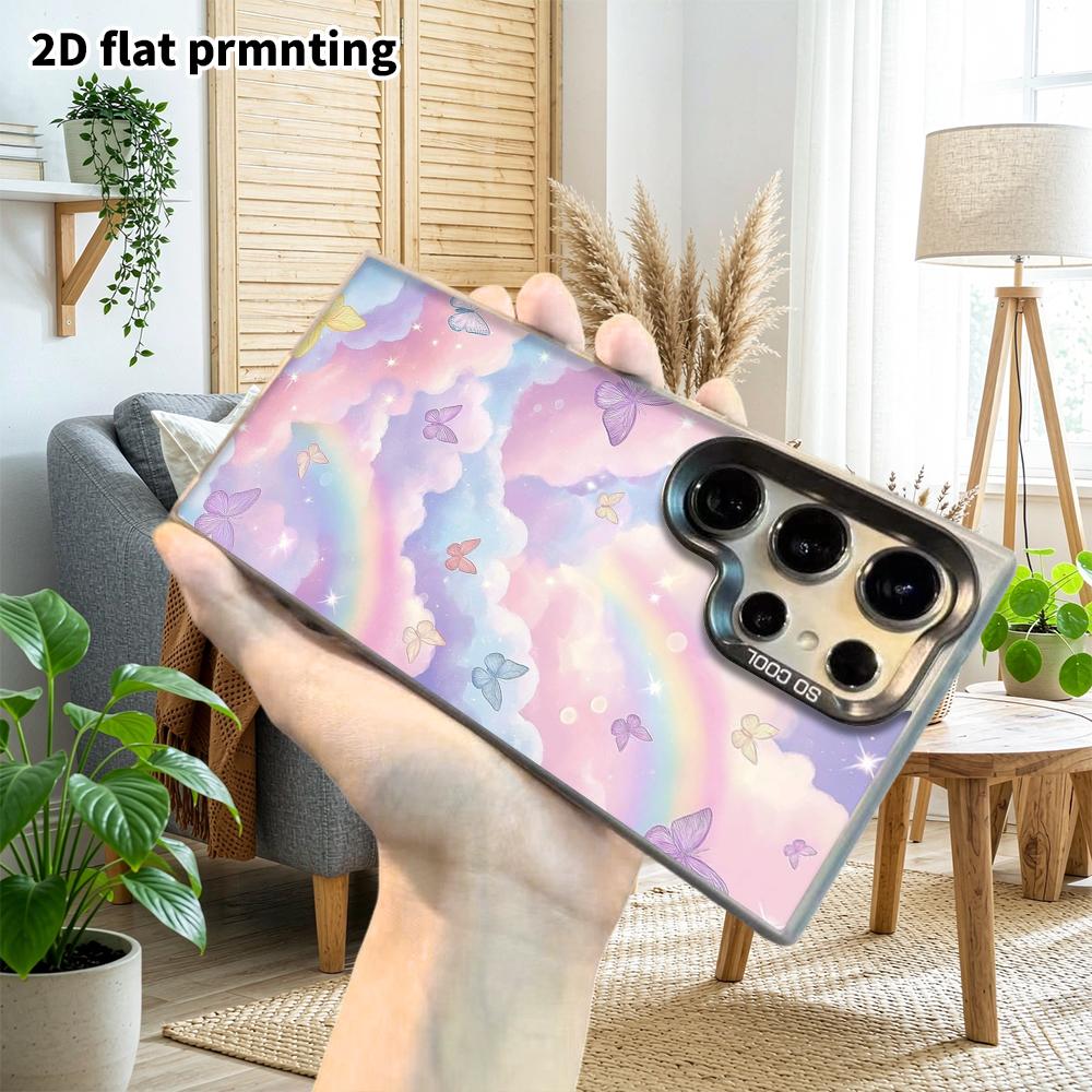 Phone Case: 2D Flat Samsung Galaxy A34 A35 M05 M06 S20 S22 S21 FE Plus 5G Protective Case, Couple Style, Rainbow Cloud Butterfly, Christmas and Hallow