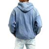 Men's Distressed Retro Long Sleeve Hooded Zip-Up Hoodie