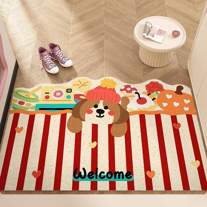 Seidenschlaufe Anti-Rutsch Hundetür-Matte: Süßer, schmutzabweisender, zuschneidbarer Fußteppich für Eingangsbereiche