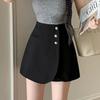 Women's High-Waisted Gray A-Line Skirt Shorts - Spring 2025 Casual Wide-Leg Design