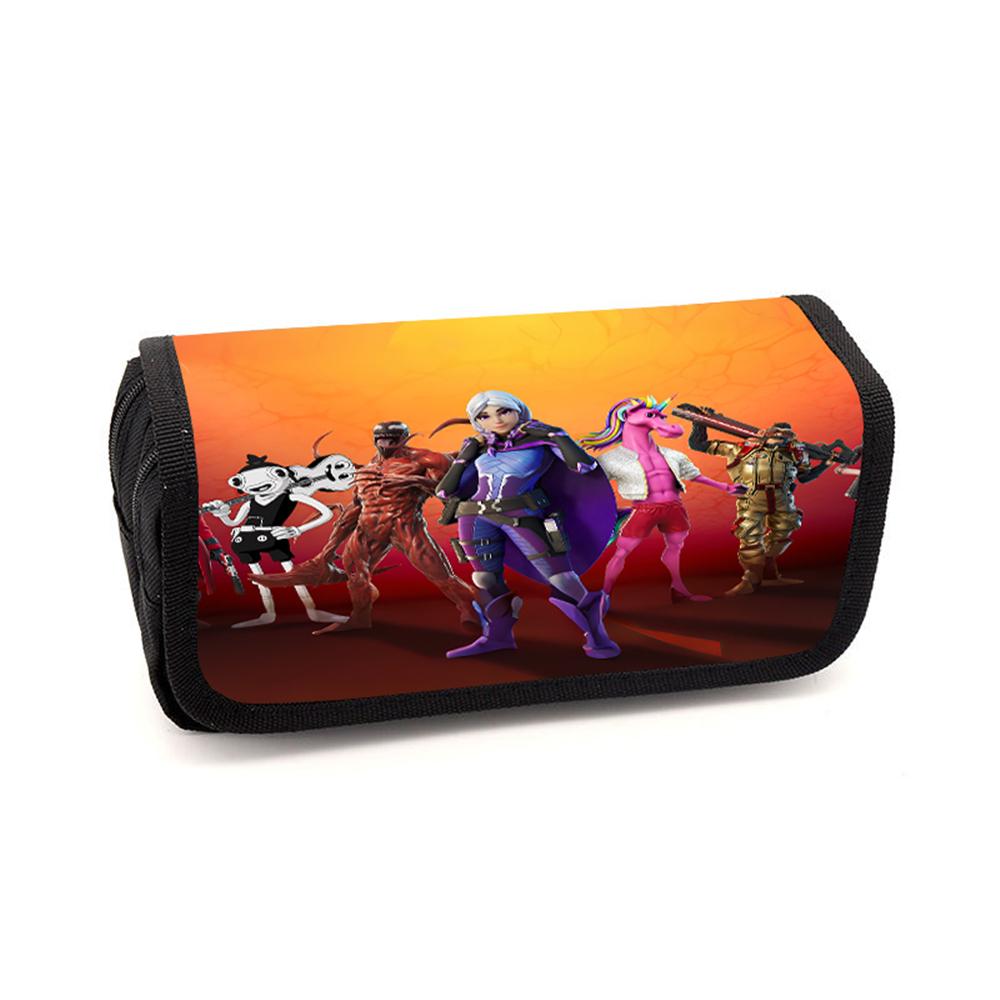 FORTNITE Cartoon Pencil Box Double Layer Flip Pen Case Lightweight Stationery for Kids School Daily Use,Boys&Girls Ages 6-11