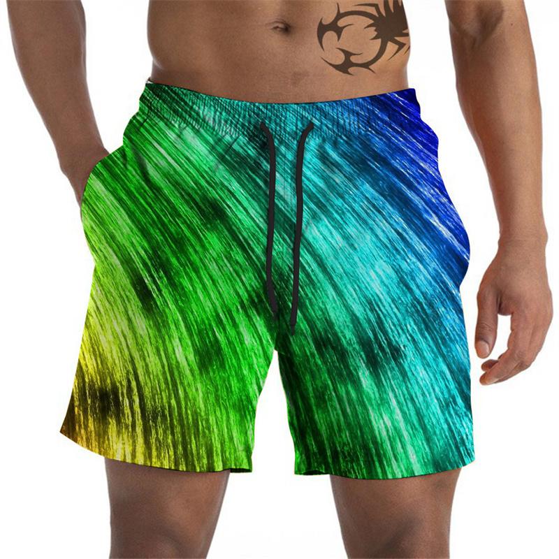 Artistic Pigments Graphic Beach Shorts For Men Colorful Printed Board Shorts Summer Short Pants Loose Swim Trunks