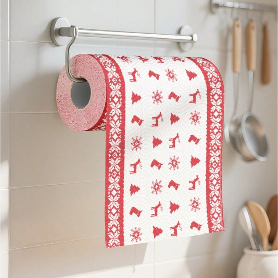 Jul Kökspapper 3-lagers Förtjockat Rullpapper Engångs Kökstädduk Torr Våt Dubbelanvändning Hushållsrullpapper 23*23cm 150g/rulle