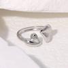 Stainless Steel Double Heart-shaped Open Rings For Men Women Simple Metal Hollow Irregular Line Ring Waterproof Zircon Gifts
