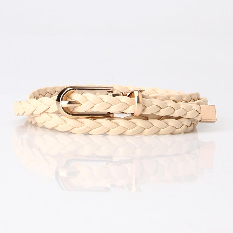 Fashion Ladies Handmade Woven Pu Leather Belt With Pin Buckle For Casual Dress And Office Style