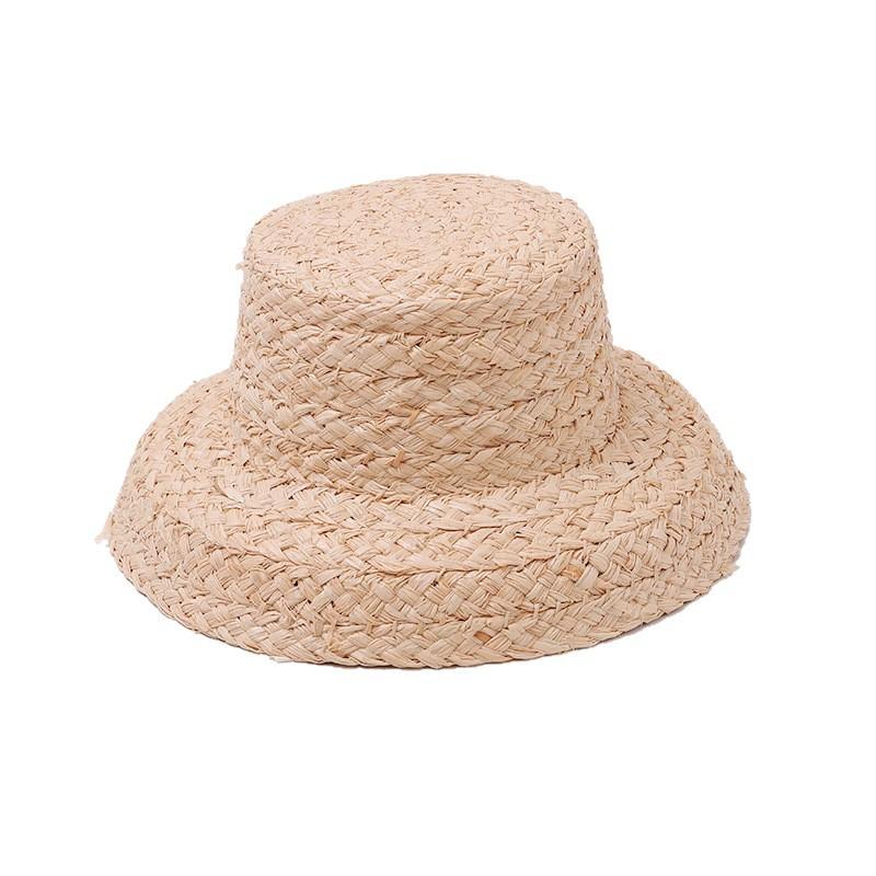 New baby summer outing French niche style children's Lafite straw hat sweet Hepburn style sun protection bucket hat