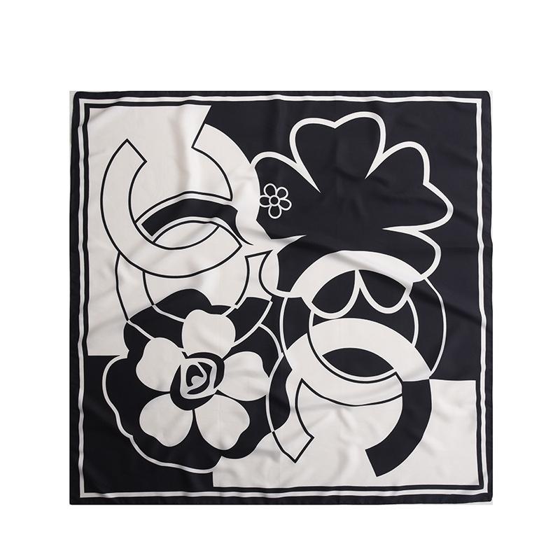 Foulard Stampati Primavera ed Estate, Foulard Quadrati 90 Fiore di Tè, Foulard da Donna Protezione Solare, Foulard, Accessori