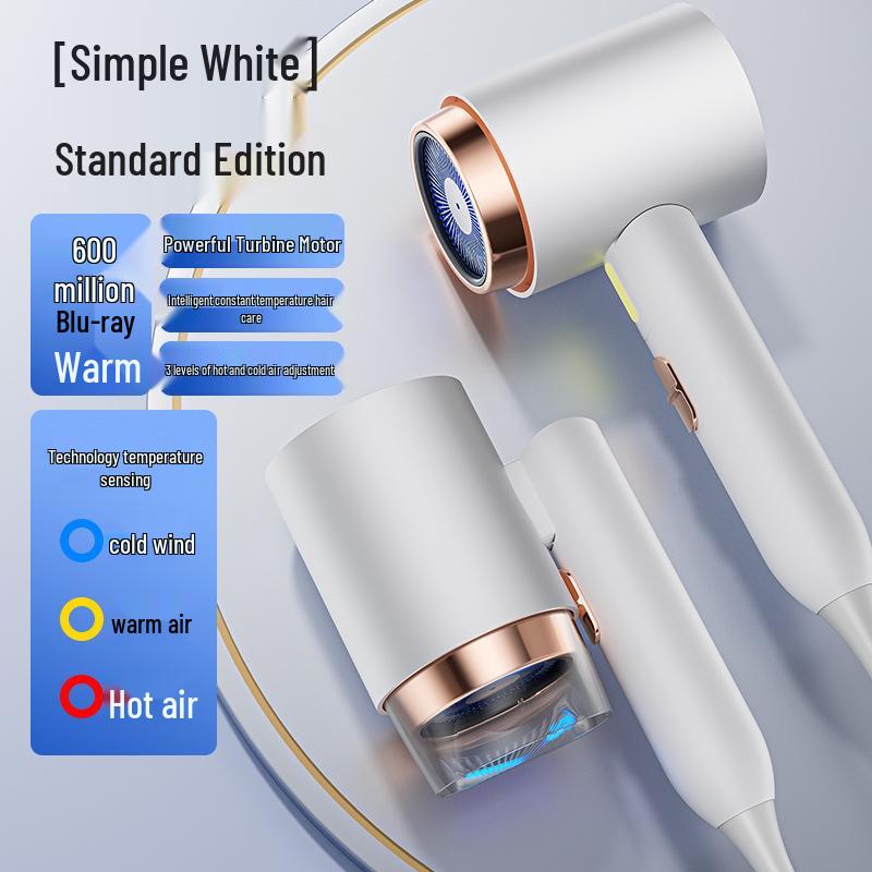 Quiet, Foldable, Quick-Dry Hair Dryer with Negative Ions for Home & Travel