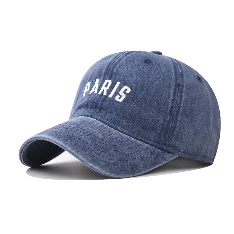 Cotton washed old PARIS small letter embroidered baseball cap men's and women's outdoor printed peaked cap