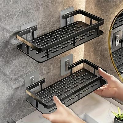 1pc Space-Saving Wall-Mounted Storage Rack, Suitable for Bathroom and Kitchen - Durable Plastic Shampoo, Shower Gel & Accessories Organizer