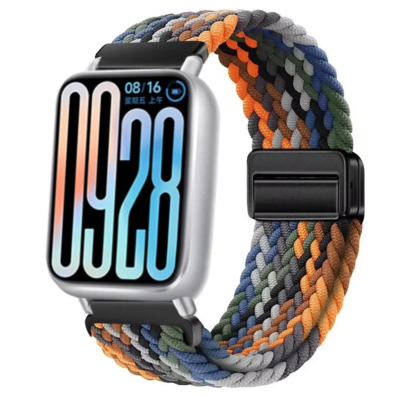 Nylon Strap for Xiaomi Band 8 Pro/9 Pro Braided Loop Magnetic Buckle Breathable Adjustable Wristband for Redmi Watch 6/5/4 Belt