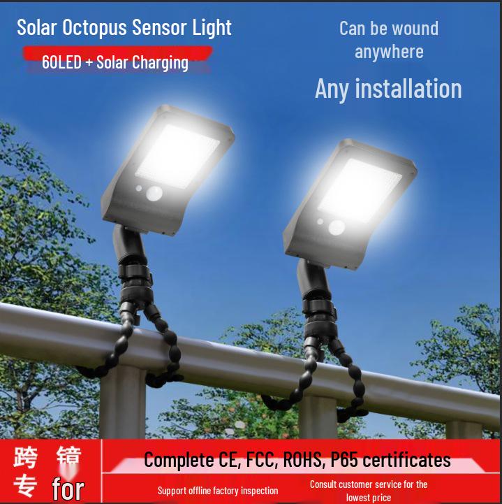Solar Octopus Lamp for Outdoor Camping, Courtyard, Street, Wall, and Sensor Lighting