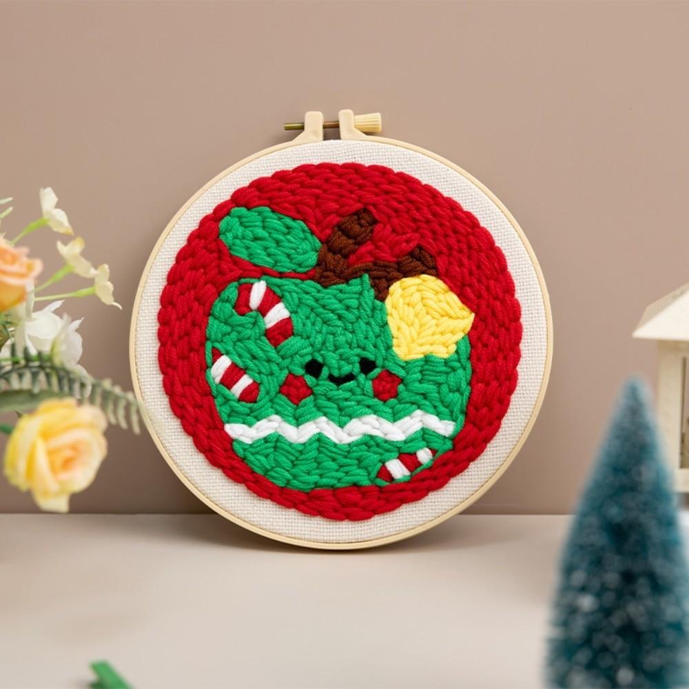 Merry Christmas Punch Needle Kit Beginner Embroidery Set Rug Hooking Kit Christmas Craft