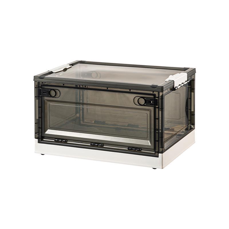 Side-Opening Transparent Storage Box with Lid for Clothes, Toys, and Books - Large Plastic Organizer for Wardrobes.