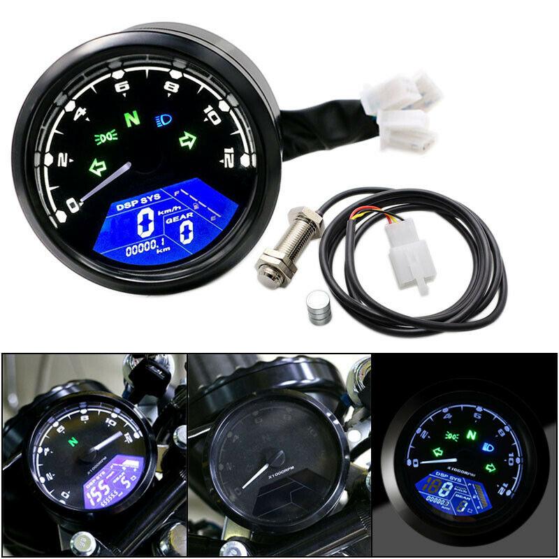 Universal Motorcycle LCD Digital Speedometer 8-18V DC Motorbike Odometer Tachometer Gauge ABS Waterproof Instruments