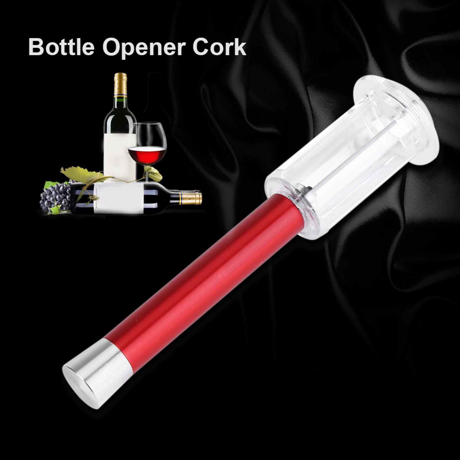 

sy Pump Pressure Red Wine Bottle Opener Cork Remover Corkscrew Tools Black