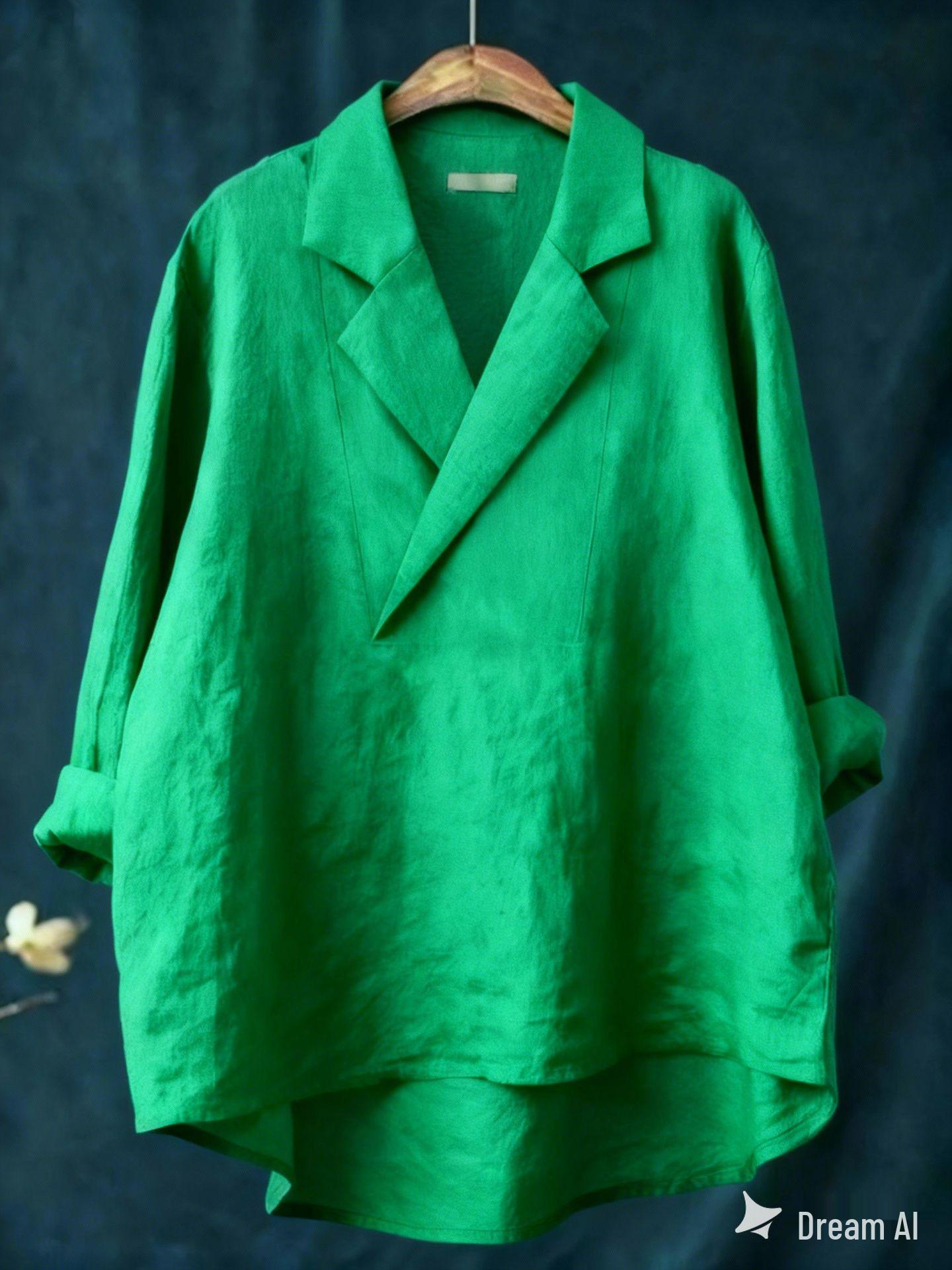 2026 Trendy European & American Women s Solid Suit Collar Shirt for Spring & Summer 2X-Large