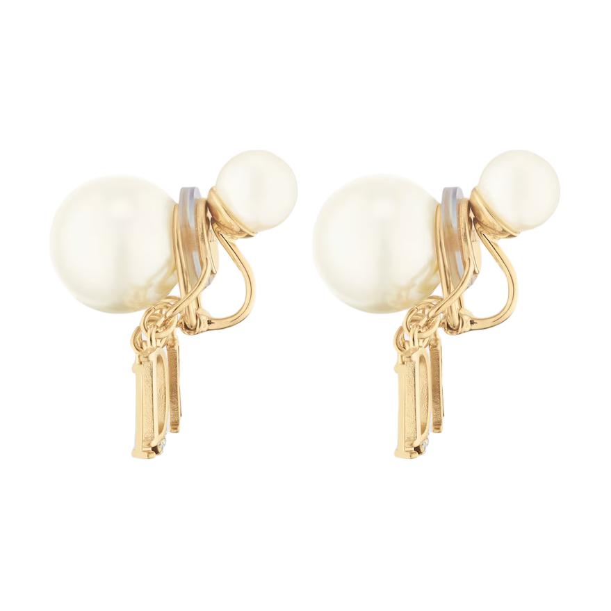 Dior Tribales Resin Pearl Metal Crystal Earrings Women Earrings Gold E2382WOMCYD301