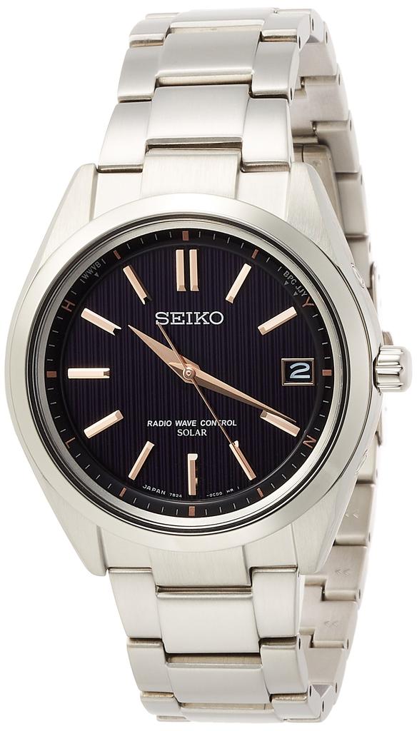 Seiko Watch SAGZ087 Men's Brightz Solar Radio Titanium Model Sapphire Glass Black Dial Silver