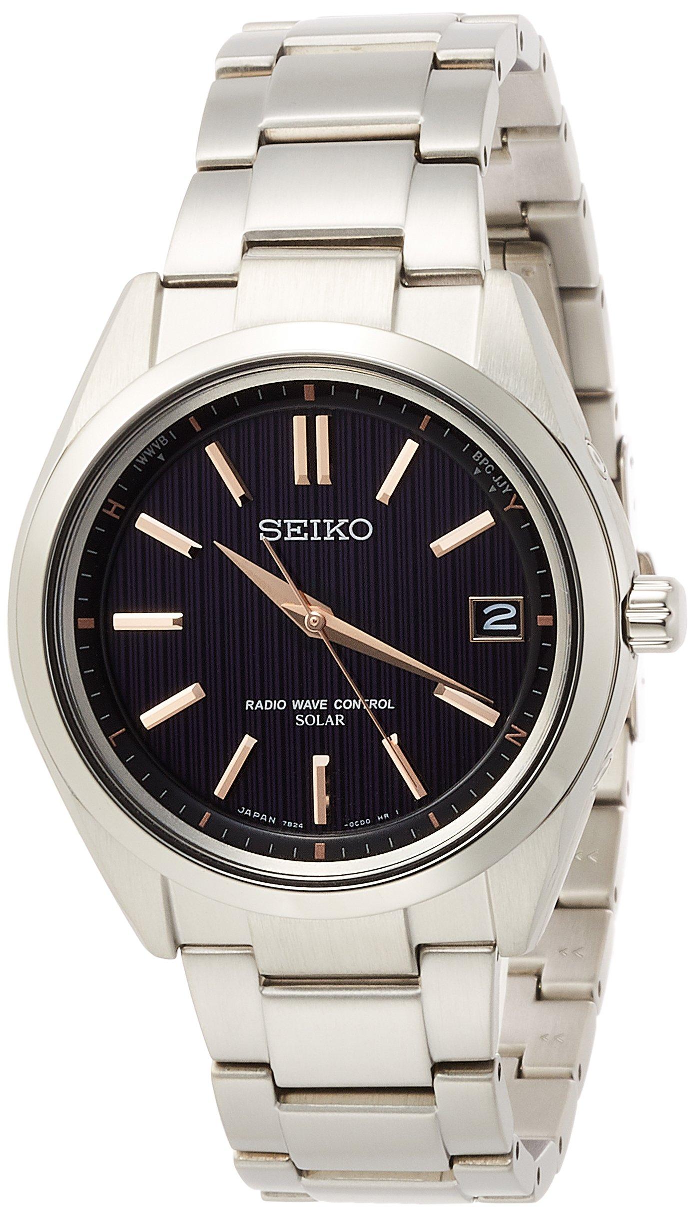 

[Seiko Watch] Brightz Solar Radio Titanium Model Sapphire Glass Black Dial SAGZ087 Men s Silver