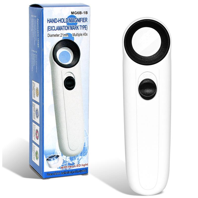 40x HD Handheld Magnifying Glass with LED Light for Antiques, IC Chips, Jewelry, Jade