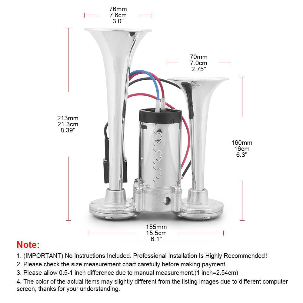 12V 600dB Super Loud Dual Horn Speakers Dual Electric Air Horn Kit With Compressor for Vehicle, Car, Truck, and Bat