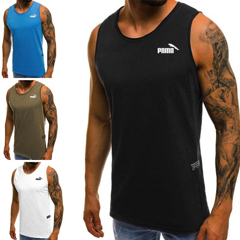 Buy Men's Summer Sports and Leisure Solid Color Vest Slim Breathable