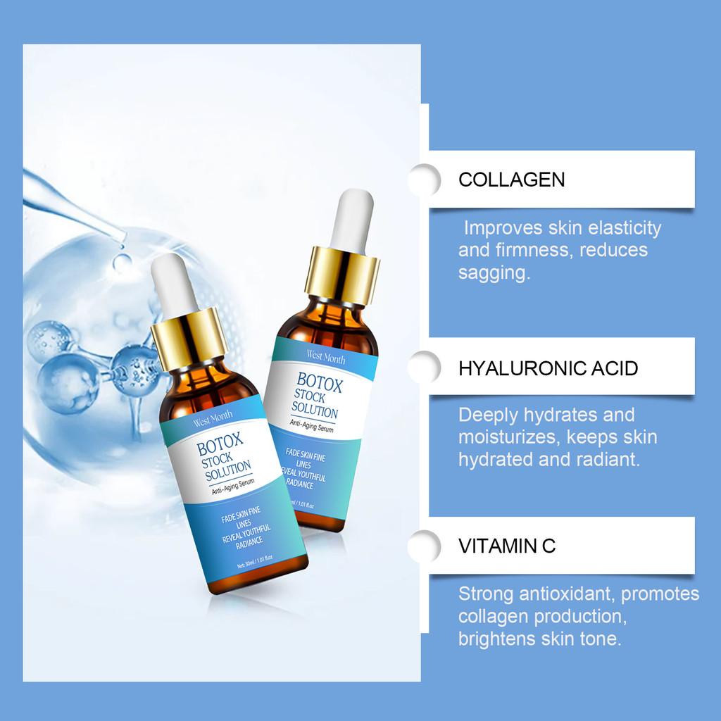 Esencia Facial de Colágeno West Month Serum Hidratante Humectante Fórmula Antienvejecimiento 30ml Para Piel Radiante