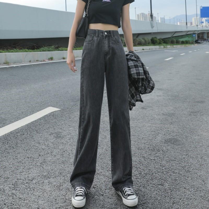 Women High Waist Wide Leg Jeans Loose Straight Cut Denim Trousers Light Blue Fall 2026