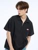 CLEVER FIELD Minimal Wappen Half-Zip Collar Shirt_Black