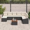 VidaXL Ensemble de canapé de jardin 9 pièces avec coussins noir en poly rattan acacia 3356535