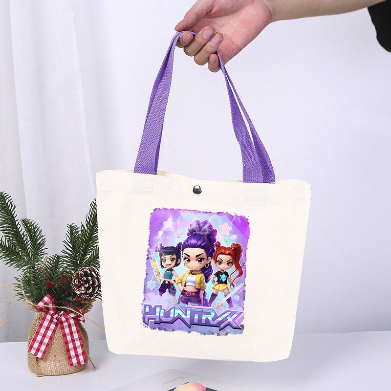 Anime Cartoon Print Student Commuting Trend Handbag Casual Lightweight Canvas Shoulder Bag