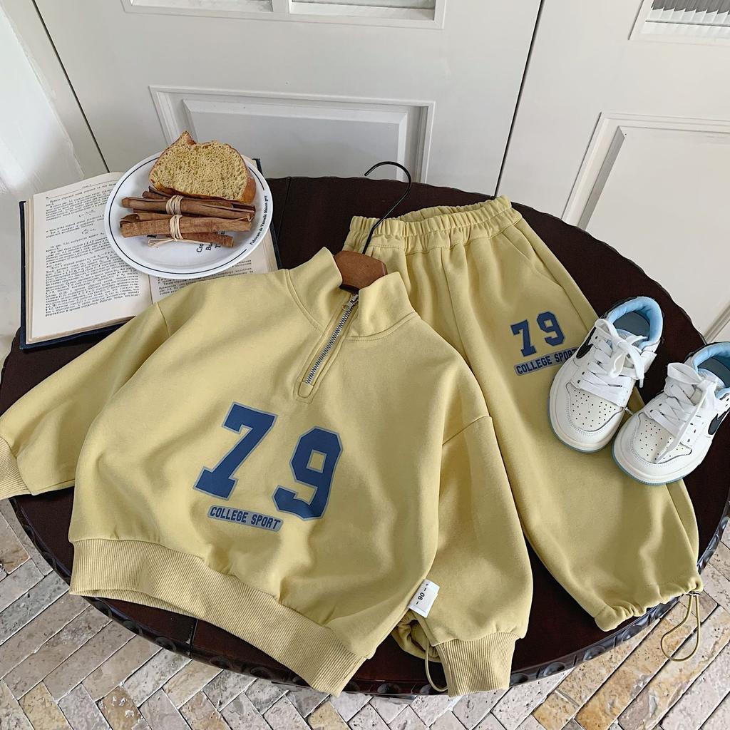 Boys' Spring Set: Digital Casual Sweatshirt + Pants Two-Piece Set