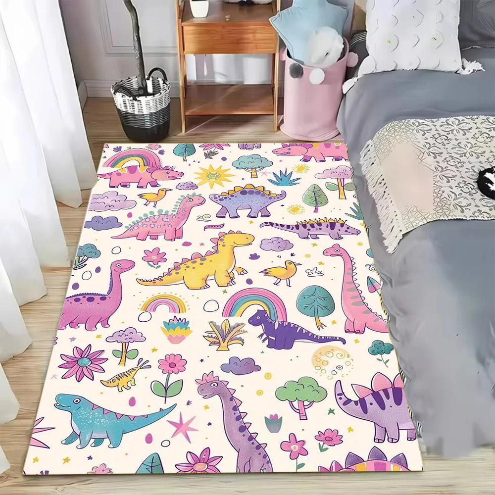 Süßer Verspielter Cartoon Dinosaurier Thema Kinder Dekor Teppich für Kinderzimmer Spielzimmer Wohnzimmer Heimdekor Weich Rutschfest Langlebig