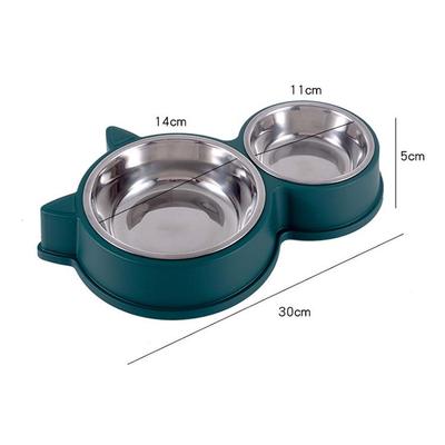 Stainless Steel Anti-Tip Double Cat and Dog Bowl with Neck Protection
