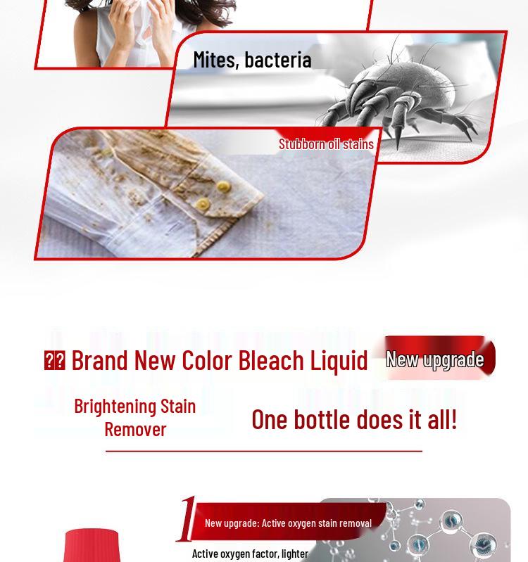 Wonderful Bleach Liquid: Brightens, Whitens, Removes Yellow Stains, Safe for Colors, Gentle On Clothes, Sterilizes Without Damage