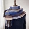 Large Plaid Scarf Women's Autumn and Winter New Imitation Cashmere Shawl Retro Fringed Couple Scarf