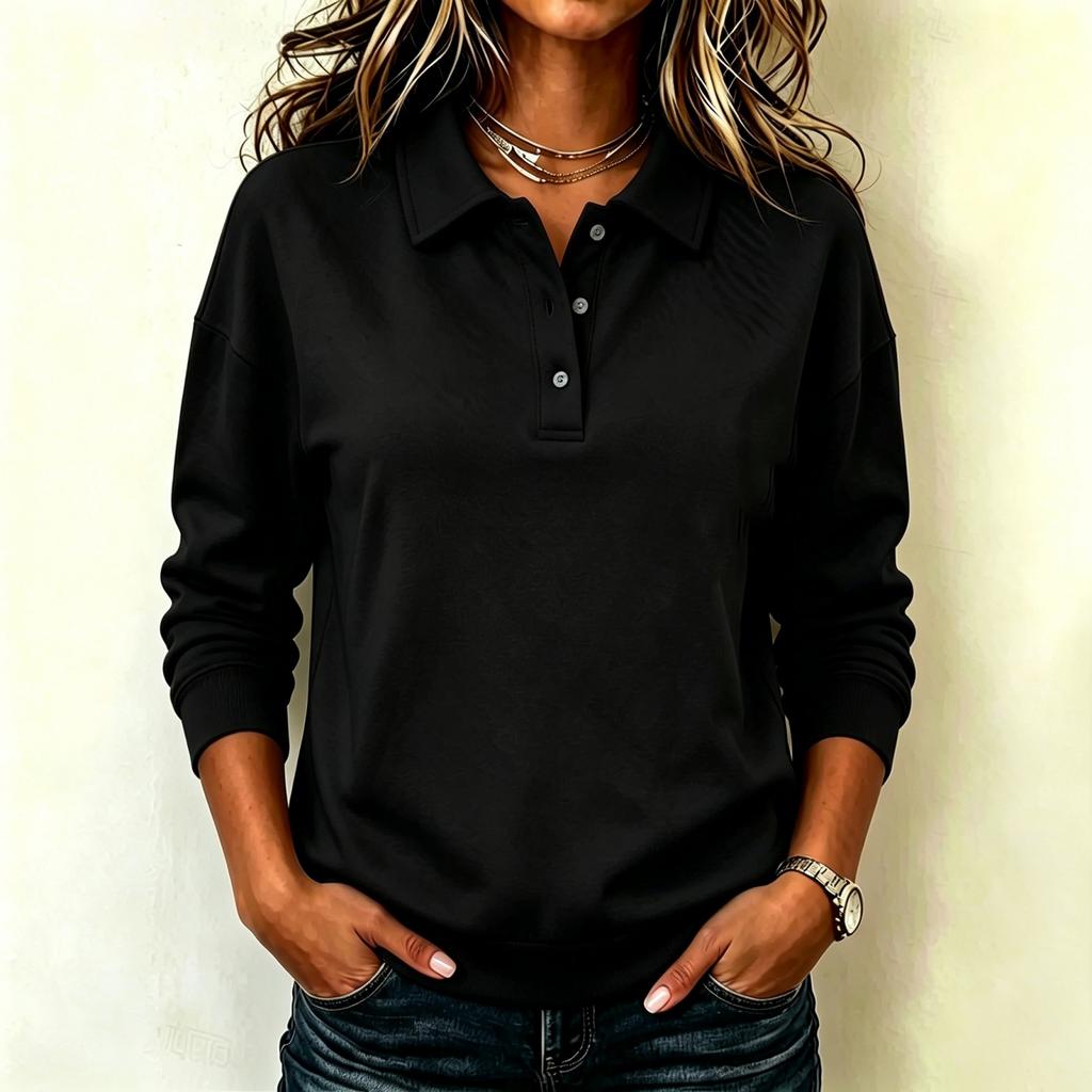 Women's Fashion Long Sleeve Neck V-Neck Pullover Sweatshirt Color