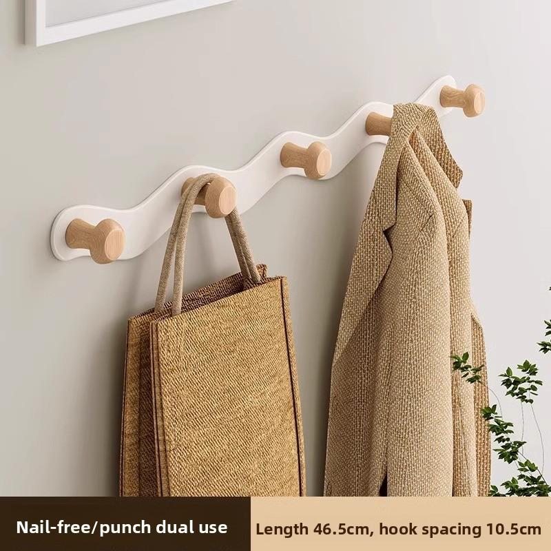 Cârlig de ușă de perete fără găurire, umeraș de haine, cârlig pentru haine, ușă de intrare, montat pe perete, pentru paltoane și pălării, dormitor, cârlig tip bară