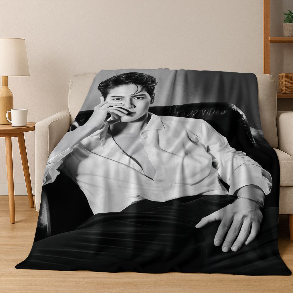 3D Jackson Wang Art Singer Star Flannel Blanket,Cozy Soft Throw Blanket for Home Bedroom Bed Sofa Picnic Office Cover Kids Gift