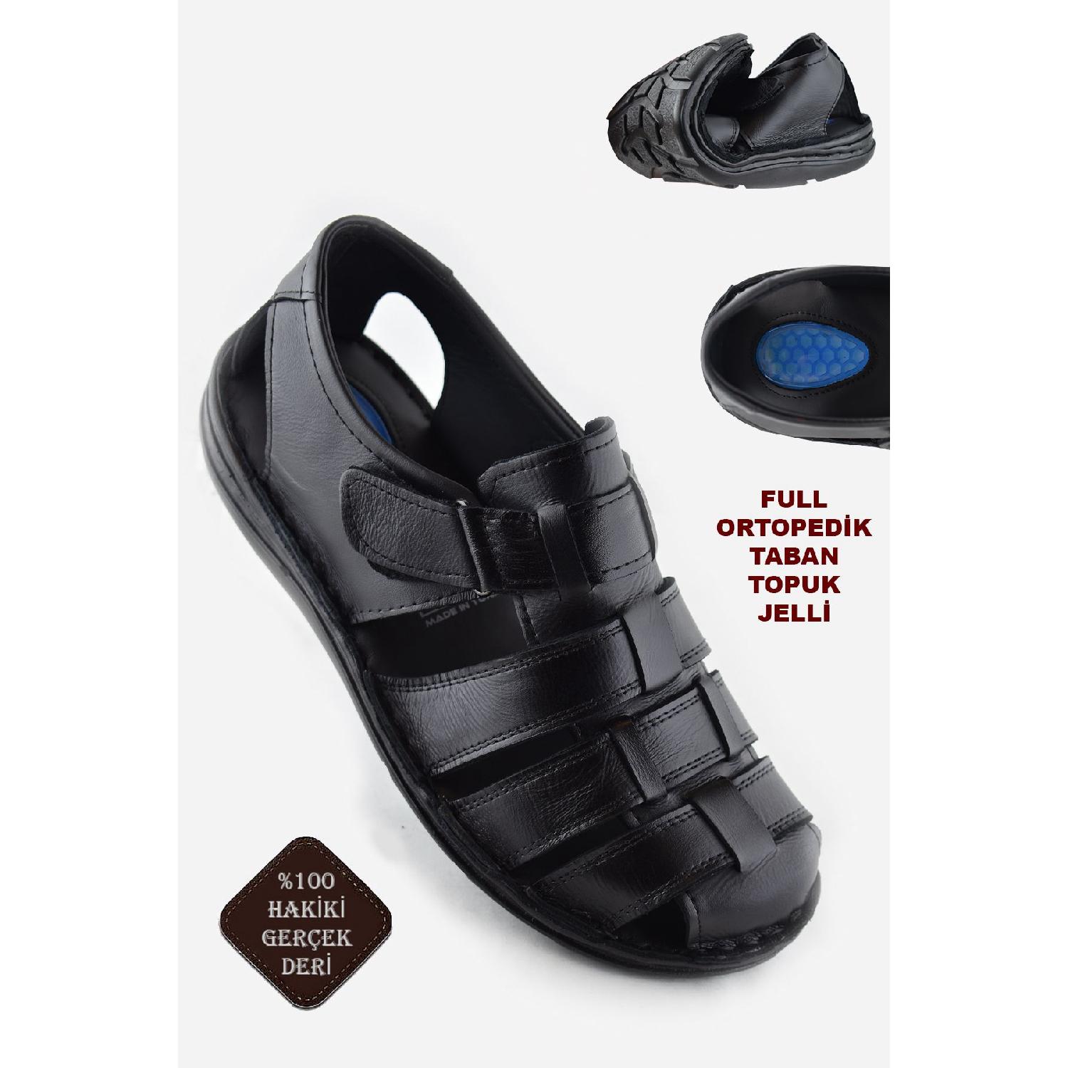 

Ayakkabiburada 033 Мужские сандалии из натуральной кожи с гелевым каблуком 40 чёрный