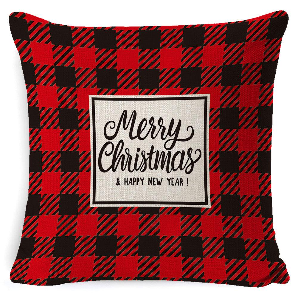 Christmas Pillow Cover Home Sofa Cushion Elk Letter Print Cushion Cover Christmas Atmosphere