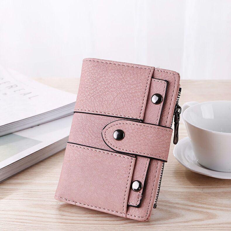 Women's Short Coin Purse: Japanese & Korean Style Multi-function Card Holder with Buckle