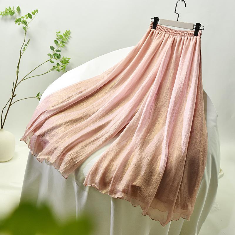 

Loose Pants Women Thin Summer Casual Korean Style Solid Fashion Elegant Elastic Waist M