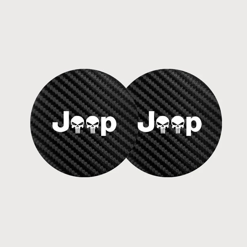 

Для Jeep 2 шт. Кожаная подставка под стакан в салон автомобиля, противошумная, для стакана с водой, для Jeep Wrangler Grand Cherokee Compass Wagoneer Gladiat